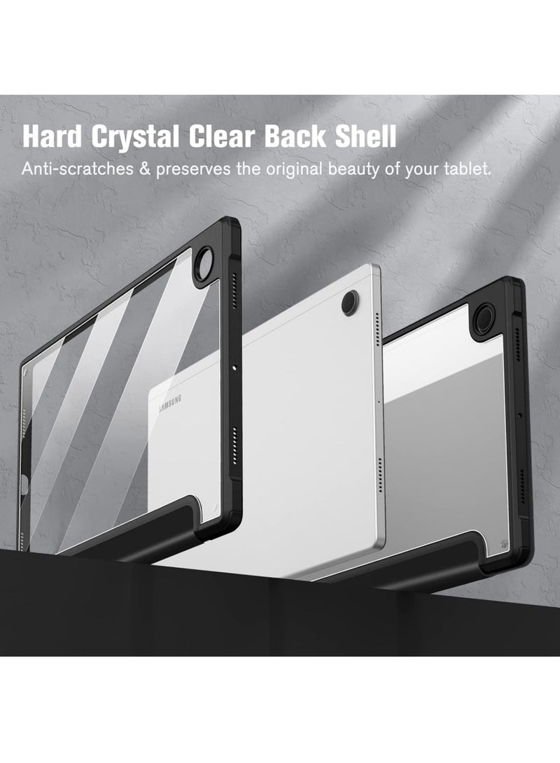 روك بو جراب هجين رفيع لجهاز Samsung Galaxy Tab A8 مقاس 10.5 بوصة موديل 2022 (SM-X200/X205/X207) غطاء مقاوم للصدمات مع غلاف خلفي شفاف مع خاصية الإيقاظ/النوم التلقائي - Image 3