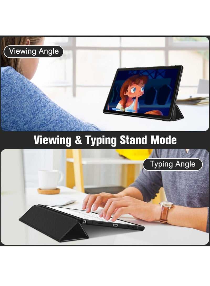 روك بو جراب هجين رفيع لجهاز Samsung Galaxy Tab A8 مقاس 10.5 بوصة موديل 2022 (SM-X200/X205/X207) غطاء مقاوم للصدمات مع غلاف خلفي شفاف مع خاصية الإيقاظ/النوم التلقائي - Image 4