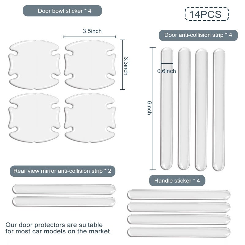 Door Handle Protector 14-Piece Kit Invisible Transparent Shield - Uv Resistant Weatherproof Scratch Guard for All Vehicle Makes Models

### ：
1. ：Door Handle Protector（）、Scratch Guard、Protective Film（ - Image 1