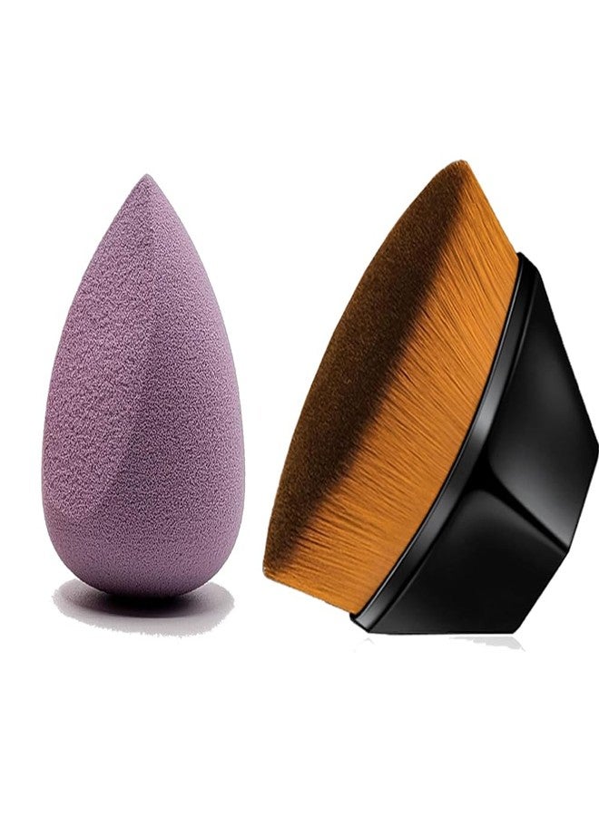 Calitate24 فرشاة كريم أساس قطعة واحدة، فرشاة مكياج مثالية لتوزيع أحمر الخدود السائل والبودرة، فرشاة دمج كريم الأساس السائل أو الكريمي أو البودرة بشكل مثالي، مع علبة واقية، فرشاة كريم أساس دائرية مع إسفنجة مكياج. - Image 1