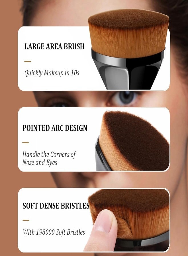 Calitate24 فرشاة كريم أساس قطعة واحدة، فرشاة مكياج مثالية لتوزيع أحمر الخدود السائل والبودرة، فرشاة دمج كريم الأساس السائل أو الكريمي أو البودرة بشكل مثالي، مع علبة واقية، فرشاة كريم أساس دائرية مع إسفنجة مكياج. - Image 3