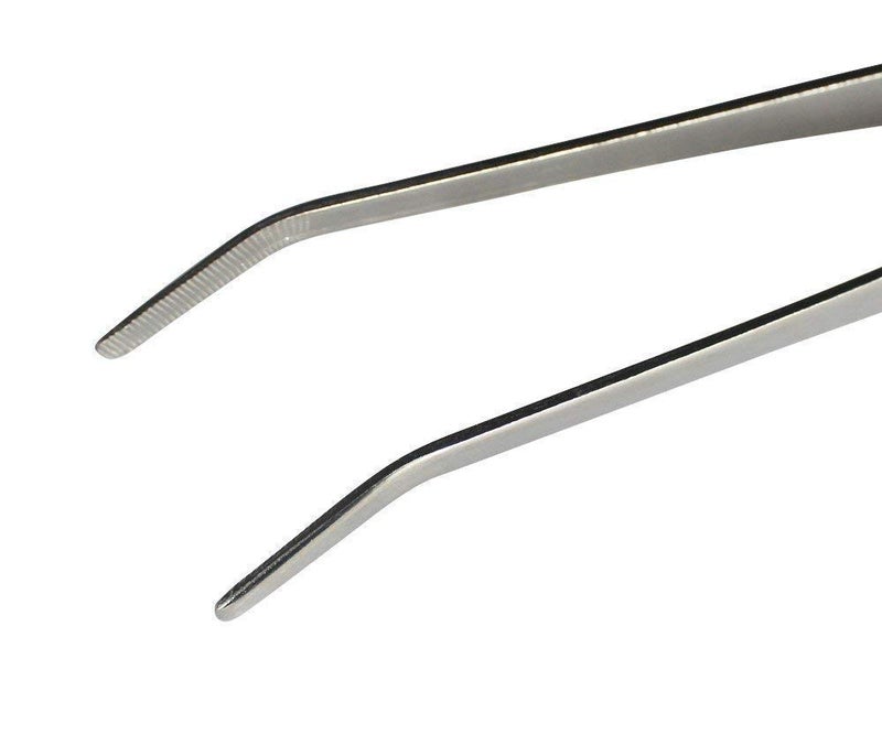 NJ Extra Long Stainless Steel Kitchen Tweezer, Long Food Tongs, Curved Tip Home Medical Tweezers, Garden Kitchen Tool: 10 Inches - Image 4