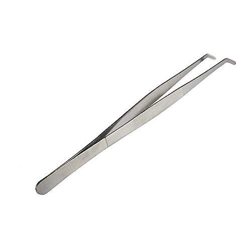 NJ Extra Long Stainless Steel Kitchen Tweezer, Long Food Tongs, Curved Tip Home Medical Tweezers, Garden Kitchen Tool: 10 Inches - Image 1