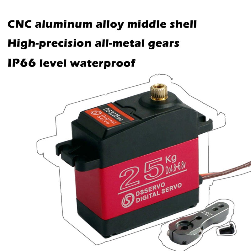 Wishiot DS3225MG 25Kg RC Digital Servo Full Metal Gear with 270 Degree PWM Control for DIY Baja Car Crawlers Truck RC Robotic Arm (Pack of 2) - Image 2