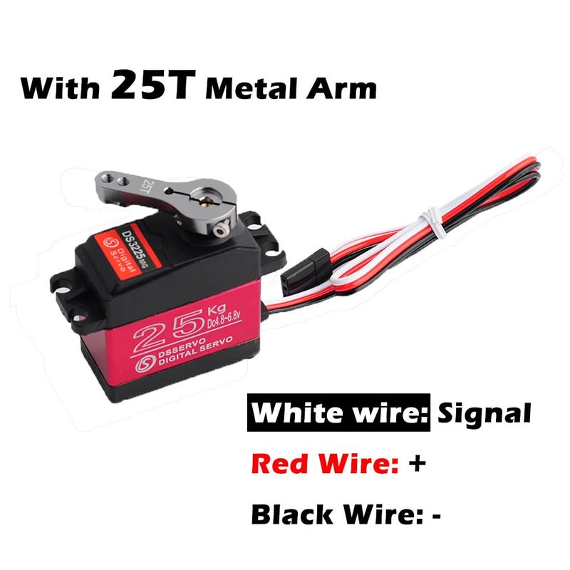 Wishiot DS3225MG 25Kg RC Digital Servo Full Metal Gear with 270 Degree PWM Control for DIY Baja Car Crawlers Truck RC Robotic Arm (Pack of 2) - Image 3