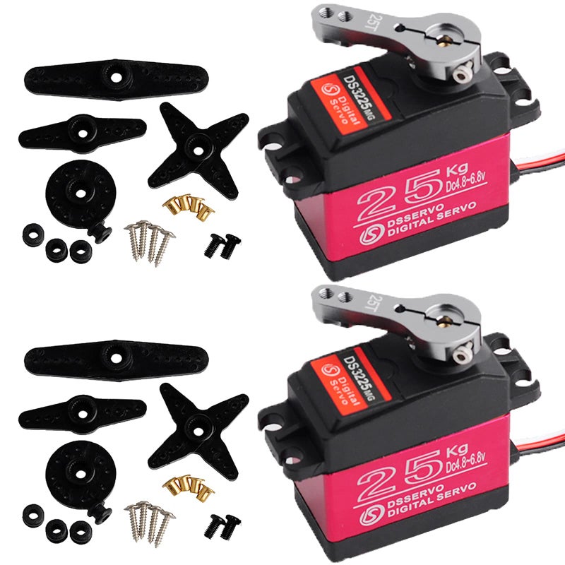 Wishiot DS3225MG 25Kg RC Digital Servo Full Metal Gear with 270 Degree PWM Control for DIY Baja Car Crawlers Truck RC Robotic Arm (Pack of 2) - Image 1