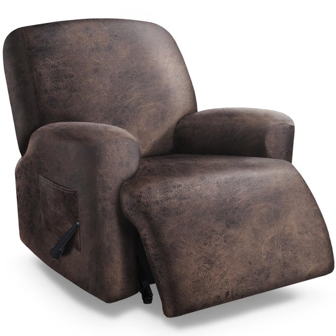 Leather Like Oversized Recliner Chair Covers Extra Large Big Man 4 Pieces Lazy Boy Recliner Cover for Wide Recliner Chair for Pets Kids WashableXLargeDark Brown