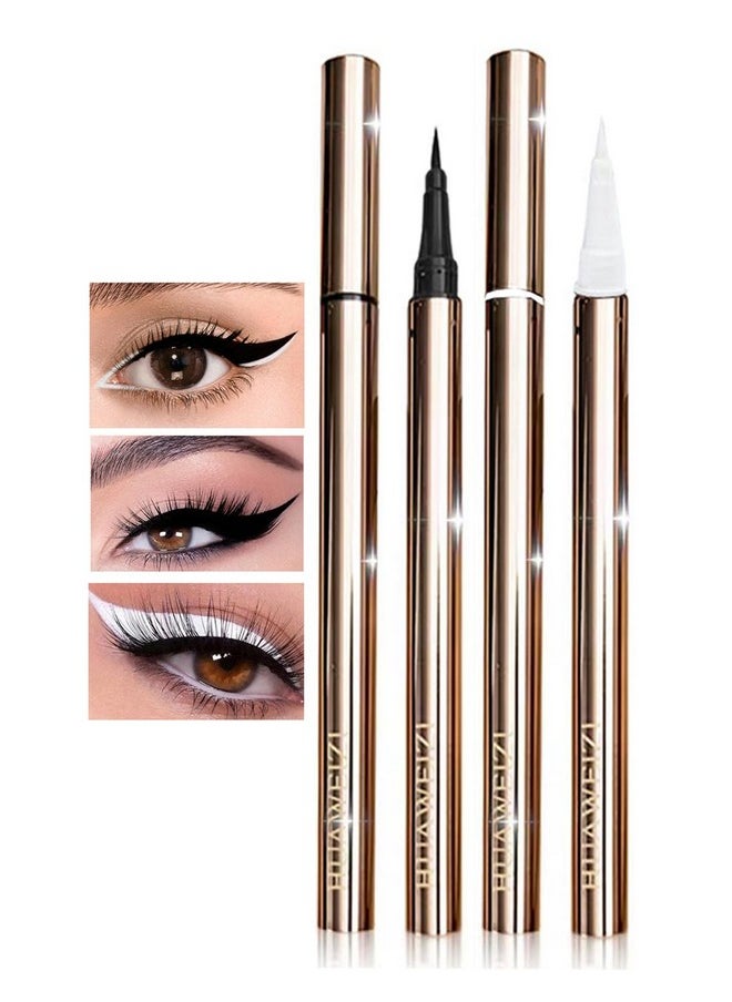 YEPYEPGO 2Pcs Waterproof Liquid Eyeliner White And Black Eyeliner Set Quick Drying Longlasting Eye Liner For Makeup Crueltyfree Eyeliner Liquid Set Smudge Proof Easy To Use  - Image 1