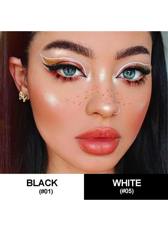 YEPYEPGO 2Pcs Waterproof Liquid Eyeliner White And Black Eyeliner Set Quick Drying Longlasting Eye Liner For Makeup Crueltyfree Eyeliner Liquid Set Smudge Proof Easy To Use  - Image 2