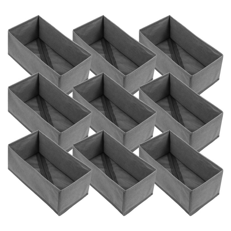 AojSup 9Pack Foldable Drawer Organizers Foldable Storage Bins Clothing Drawer Organizer for Clothes Dark Grey 106x55x43 NonWoven Fabric - Image 2