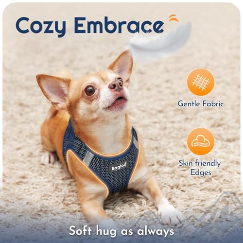 Eagloo Small Dog Harness and Leash Set, Step in Puppy Vest with Breathable Soft Mesh, Walking Reflective Pet Harness for Small Dogs, Navy Blue, S - Image 4