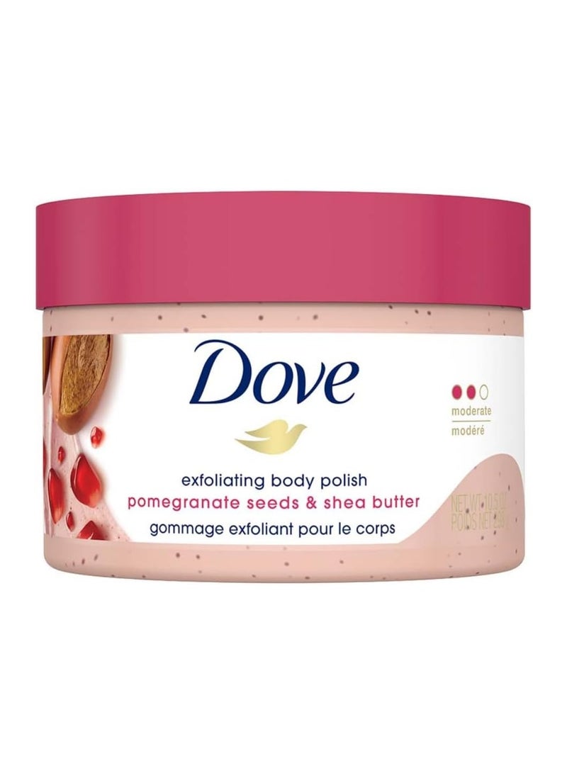 دوف مقشر الجسم دوف، 298 غرام | زبدة الشيا المرطبة وبذور الرمان | يغذي وينعم البشرة | مقشر للجسم خالٍ من الكبريتات - Image 1