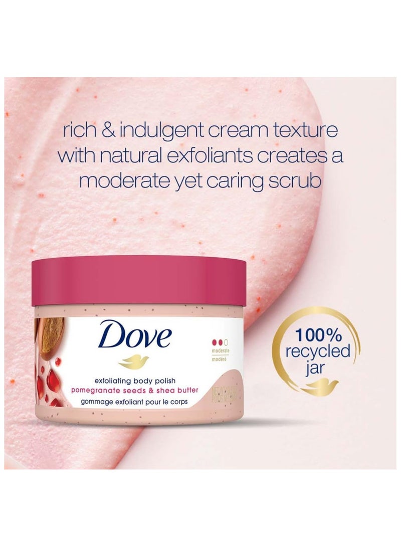 دوف مقشر الجسم دوف، 298 غرام | زبدة الشيا المرطبة وبذور الرمان | يغذي وينعم البشرة | مقشر للجسم خالٍ من الكبريتات - Image 2