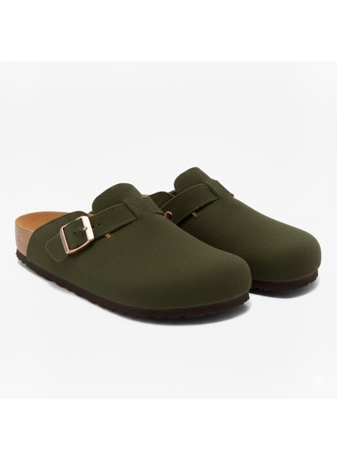 Women's Elegant Suede Buckle Clogs - Non-Slip Sole - Image 3