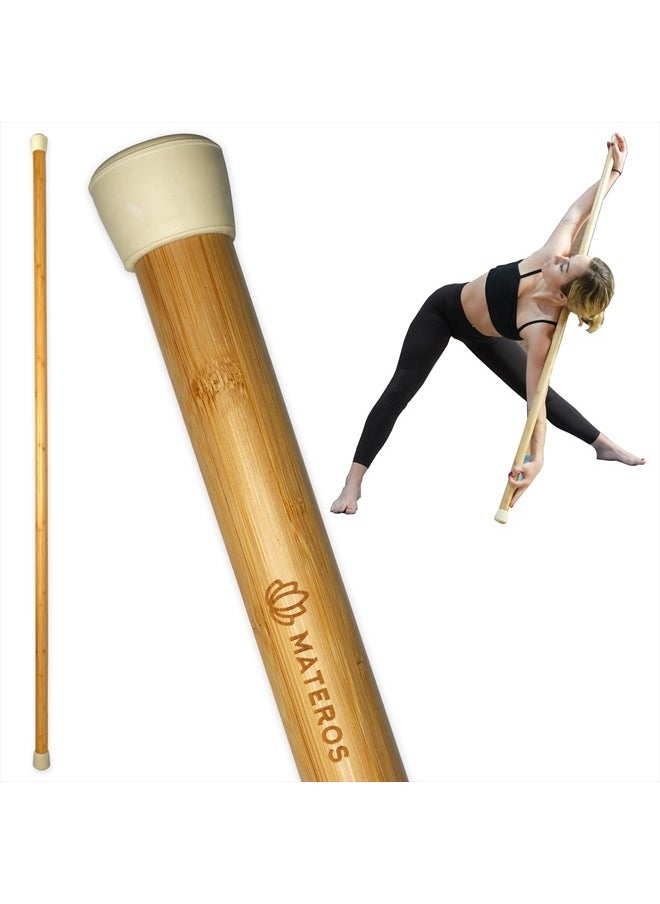 Materos Yoga Stick- 5ft Natural Bamboo Stretching Stick- Premium Yoga Dowel- Physical Therapy Aide, Posture Corrector, Balance Support Stick, Mobility, Stretching/Flexibility/Exercise Stick  - Image 1