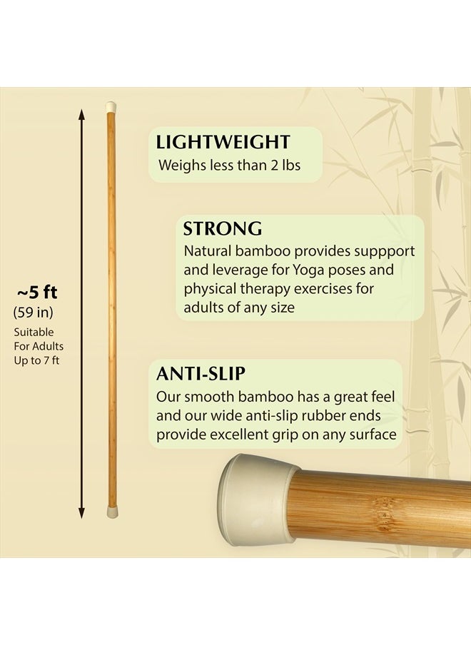 Materos Yoga Stick- 5ft Natural Bamboo Stretching Stick- Premium Yoga Dowel- Physical Therapy Aide, Posture Corrector, Balance Support Stick, Mobility, Stretching/Flexibility/Exercise Stick  - Image 4
