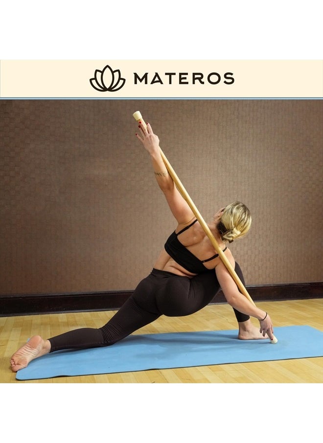 Materos Yoga Stick- 5ft Natural Bamboo Stretching Stick- Premium Yoga Dowel- Physical Therapy Aide, Posture Corrector, Balance Support Stick, Mobility, Stretching/Flexibility/Exercise Stick  - Image 2