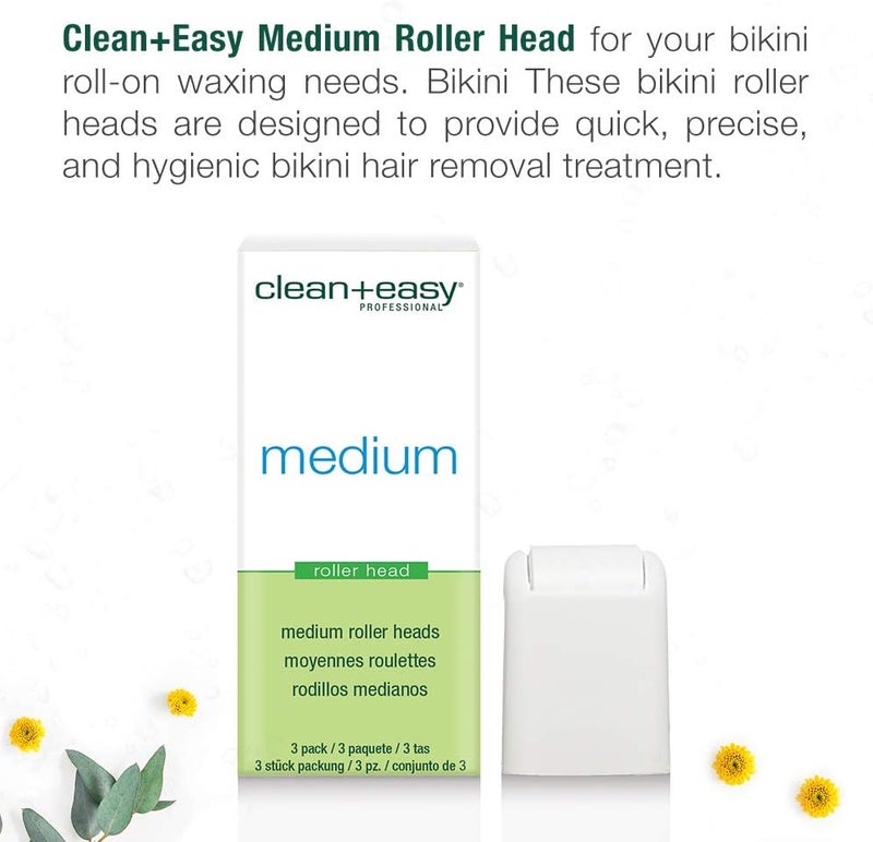 Clean + Easy Medium Roller Head for Bikini Roll-on Waxing System - 3-Pack - Image 3