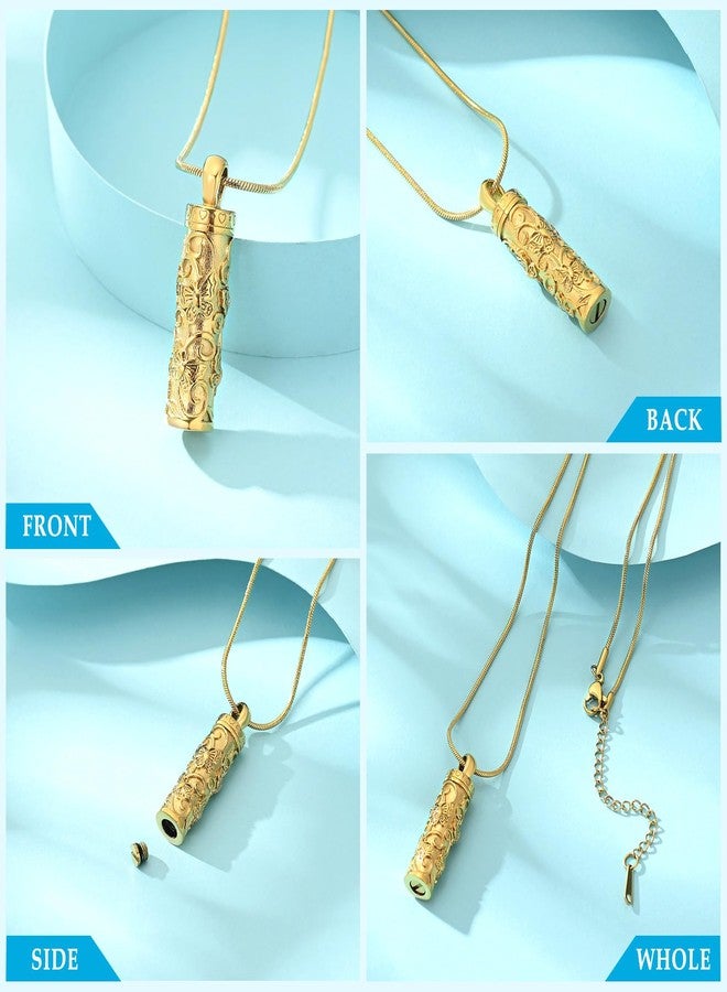 Hearbeingt Cylinder Urn Necklaces for Ashes Butterfly Cremation Jewelry Stainless Steel Memorial Necklace Ash Holder for Human Pets Keepsake Jewelry for Loved Ones with Fill Tool - Image 3