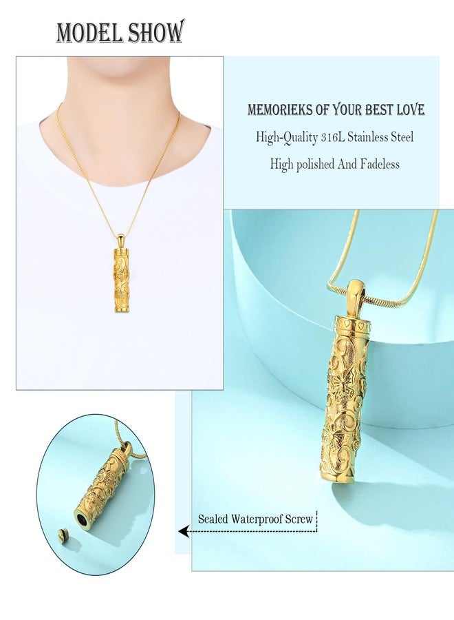 Hearbeingt Cylinder Urn Necklaces for Ashes Butterfly Cremation Jewelry Stainless Steel Memorial Necklace Ash Holder for Human Pets Keepsake Jewelry for Loved Ones with Fill Tool - Image 4
