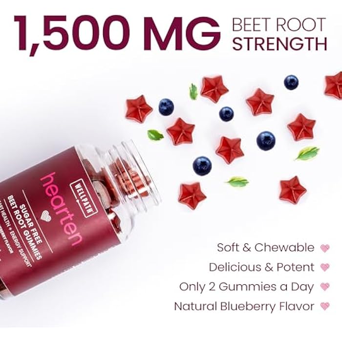 WellPath Beet Root Gummies (Sugar Free - Blueberry Flavor) 1500 mg | Beet Gummies for Blood Pressure Support | Super Nitric Oxide Gummies | Tasty Beets Chews | Antioxidants | 60 Ct - Image 4