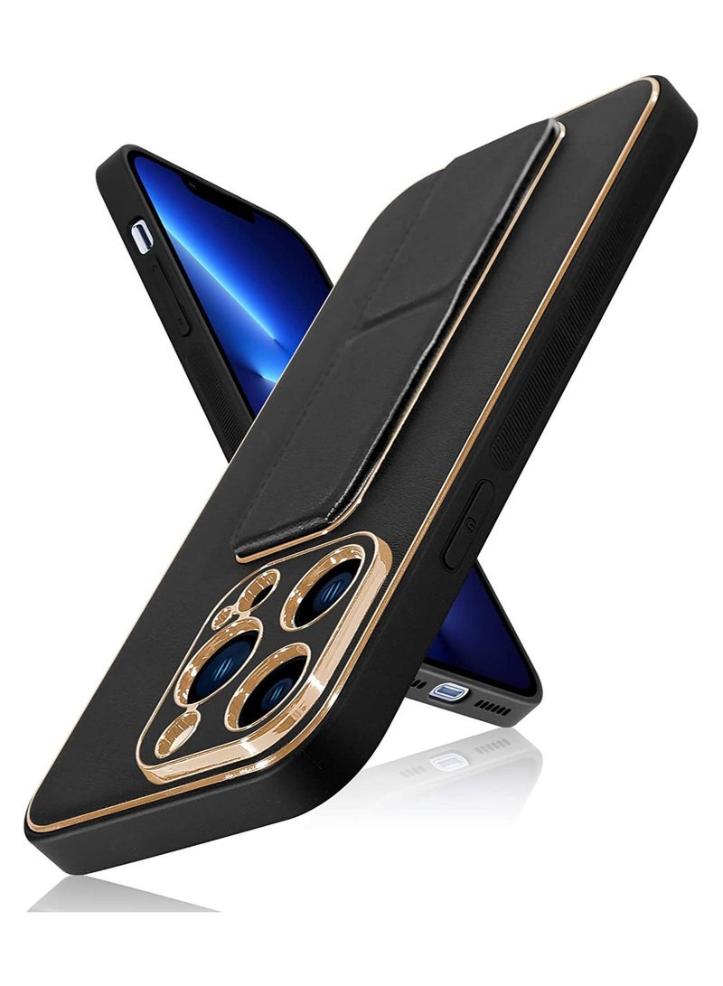 إيف علبة الهاتف المغناطيسية للسيليكون الفاخرة المصممة لجهاز iPhone 11 Pro Max - غطاء ثني من الجلد الرفيع (أسود) - Image 2