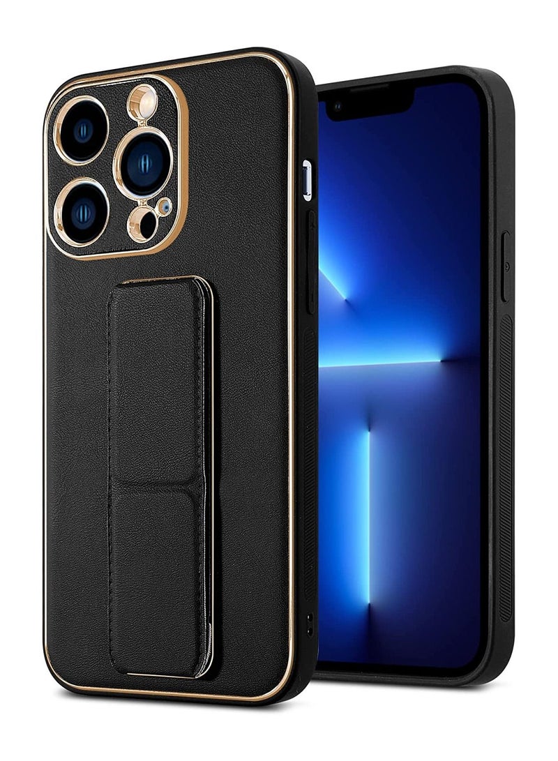 إيف علبة الهاتف المغناطيسية للسيليكون الفاخرة المصممة لجهاز iPhone 11 Pro Max - غطاء ثني من الجلد الرفيع (أسود) - Image 3