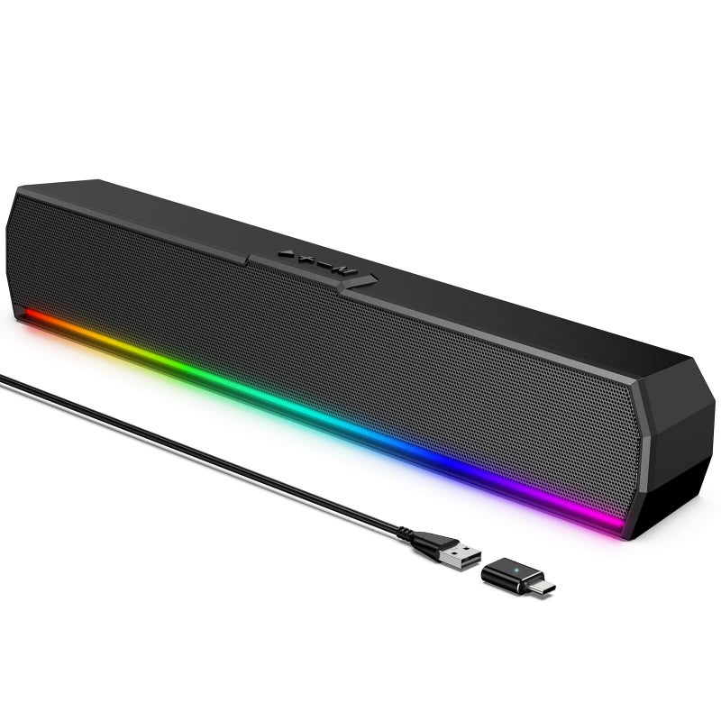 Kunodi USB Computer Speakers for Desktop Monitor, PC Speakers with Stereo Sound, Colorful Light Modes, Plug & Play, USB C Powered for Computer Laptop Monitor Tablet Work - Image 1