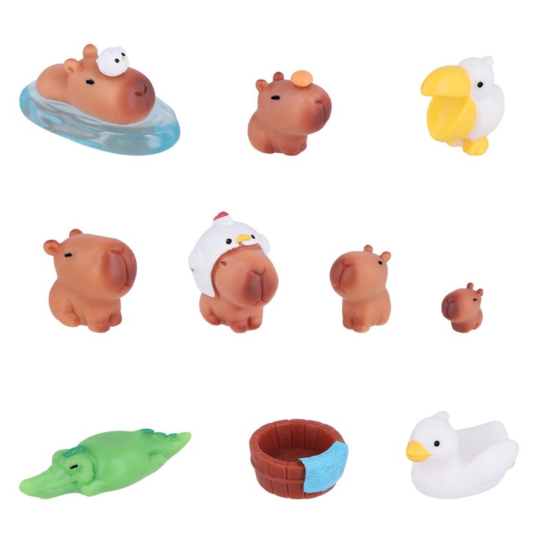 NQEUEPN 10pcs Mini Resin Capybara Miniature Capybara Figures Figurines Tiny Figures Miniature Garden Accessories Mini Resin Animals Ornaments for Bonsai Landscape Desktop