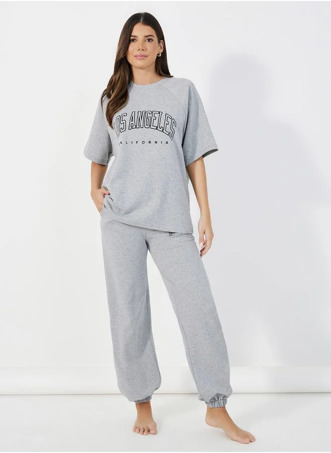 Styli Los Angeles Raglan Sleeve Top & Joggers Lounge Set