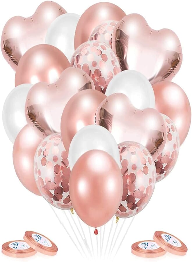 Secret Rose Gold Balloon, 50 PCS Rose Gold Confetti Balloons Set, Rose Gold Heart Foil Balloon for Birthday Party, Wedding, Baby Shower, Business Activity, Festival Decoration , 2725611228756