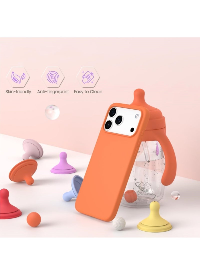 DUSALA Compatible with iPhone 17 Pro Max Case, Silky and Soft Touch Series Premium Soft Liquid Silicone Rubber Full-Body Protective Bumper Case for iPhone 17 Pro Max (Orange) - Image 3