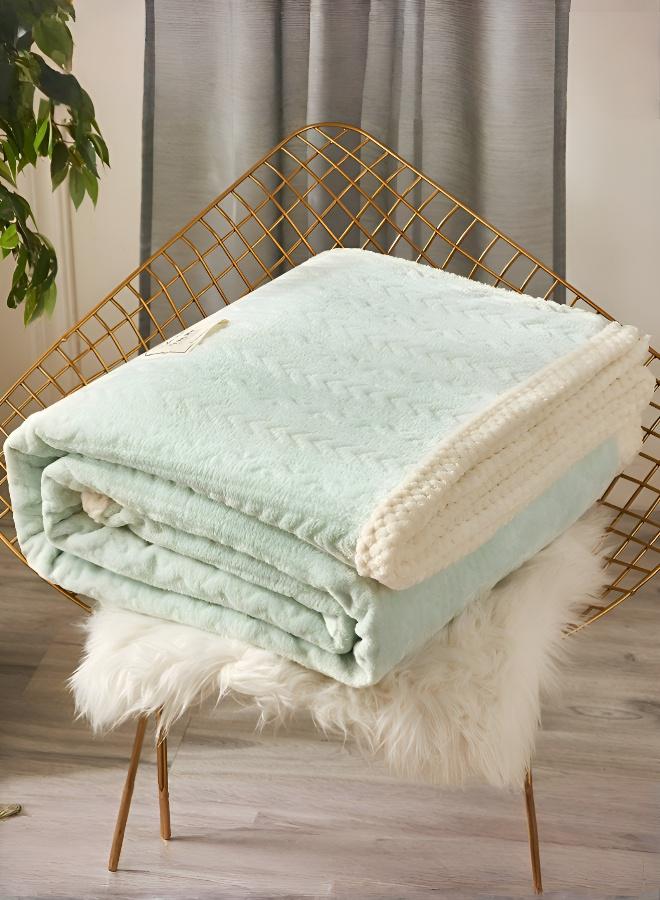 بطانية خفيفة الوزن من الصوف، بطانية صوفية فائقة النعومة مناسبة لجميع الفصول، مناسبة للاستخدام على السرير والأريكة، بطانية دافئة ومريحة ذات نسيج ثلاثي الأبعاد - Image 1