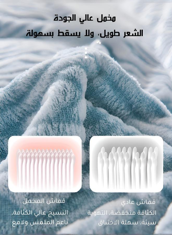 بطانية خفيفة الوزن من الصوف، بطانية صوفية فائقة النعومة مناسبة لجميع الفصول، مناسبة للاستخدام على السرير والأريكة، بطانية دافئة ومريحة ذات نسيج ثلاثي الأبعاد - Image 5