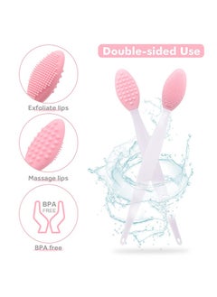 KHAJUL 3-Piece Lip Scrub Brush, Double-Sided Silicone Exfoliating Tool, Mini Soft ​Lip Brush Cleaner, for Men Women, Lightening Dark Lips Smoother Fuller Lip Appearance  - Image 3