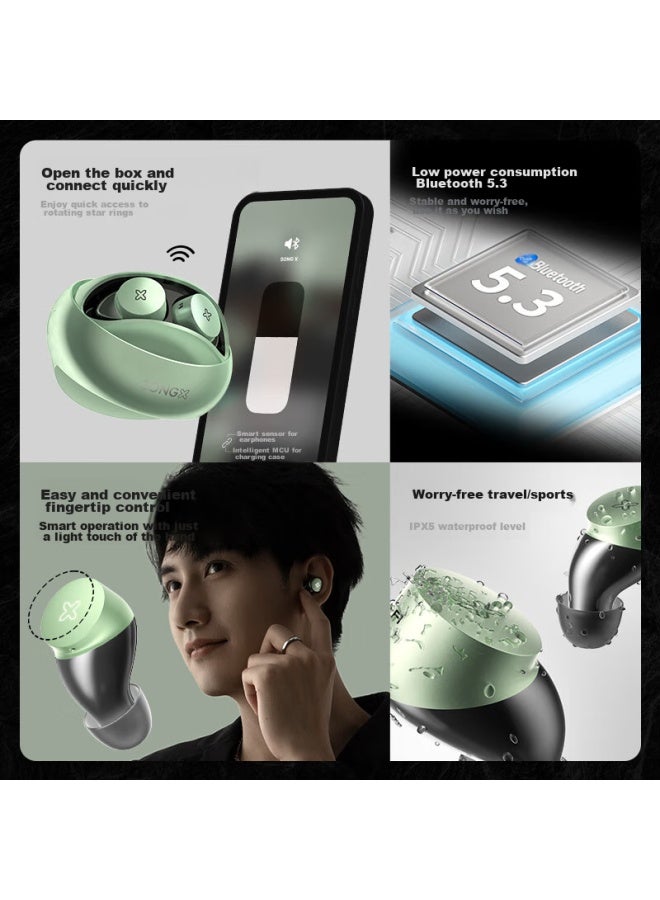 Songx سماعات Songx Bluetooth اللاسلكية، سماعات رأس داخل الأذن حقيقية لاسلكية مزودة بإلغاء الضوضاء، بلوتوث 5.3، سماعات بلوتوث للموسيقى والرياضة، هدية عيد الميلاد، متوافقة مع هواتف Apple وAndroid وHuawei وXiaomi - Image 2