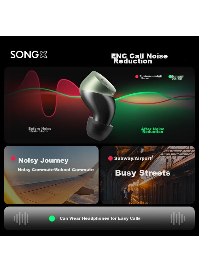 Songx سماعات Songx Bluetooth اللاسلكية، سماعات رأس داخل الأذن حقيقية لاسلكية مزودة بإلغاء الضوضاء، بلوتوث 5.3، سماعات بلوتوث للموسيقى والرياضة، هدية عيد الميلاد، متوافقة مع هواتف Apple وAndroid وHuawei وXiaomi - Image 3