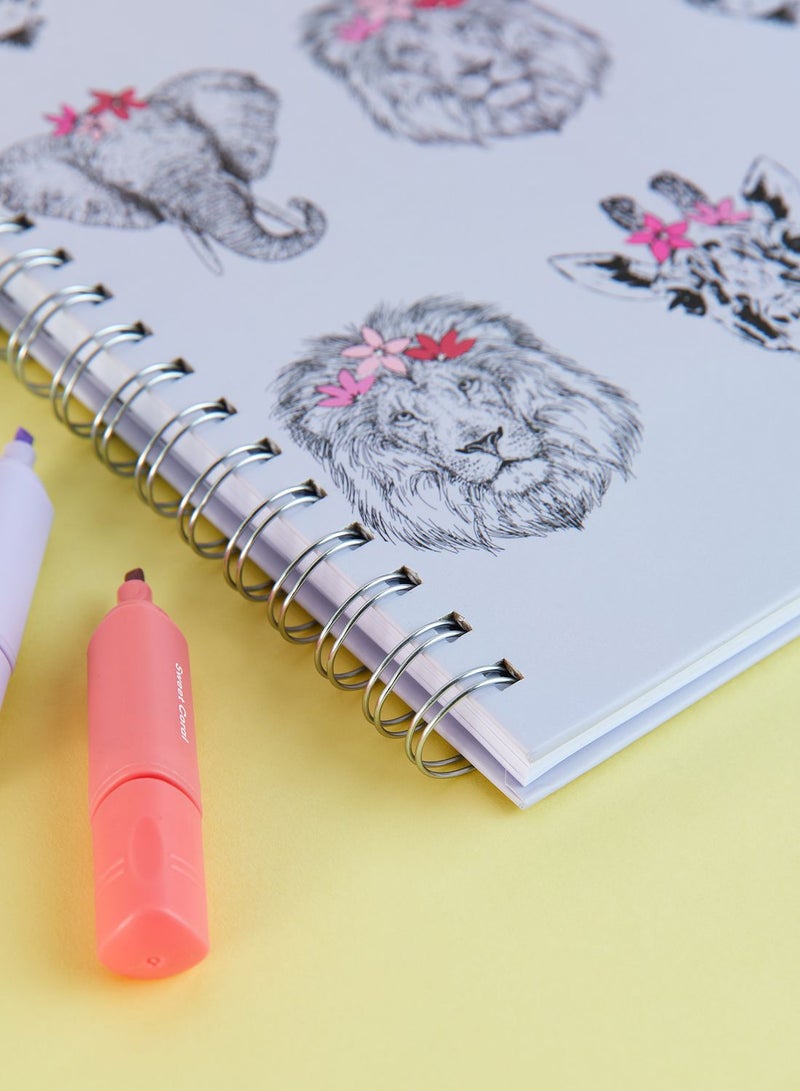 Pink Cactus White Printed Spiral Notebook Animals - Image 2