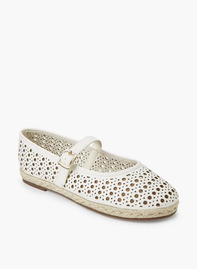 Peppermint Women Perforated Detail Espadrille Mary Jane Shoes