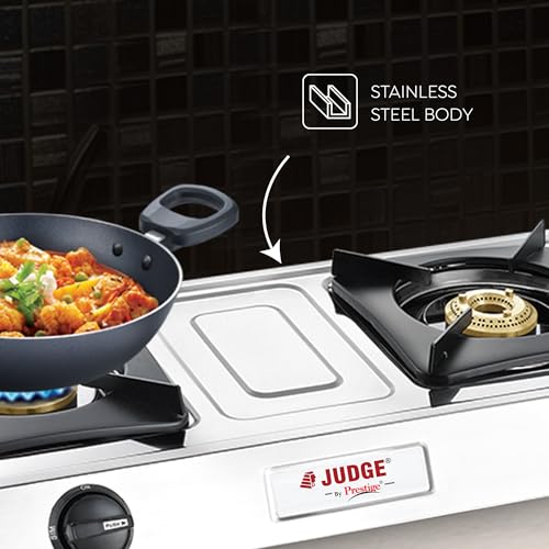 Judge by Prestige Aura Stainless Steel Manual Gas Stove JAG 06 (2 Burners) - Image 5