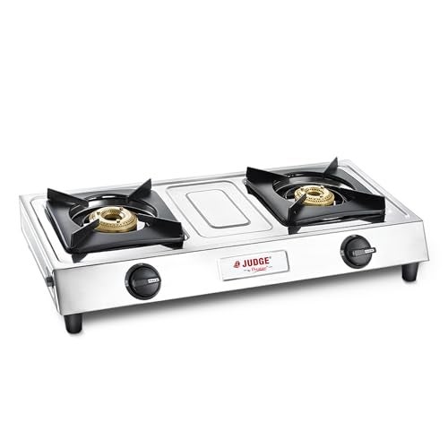 Judge by Prestige Aura Stainless Steel Manual Gas Stove JAG 06 (2 Burners) - Image 1