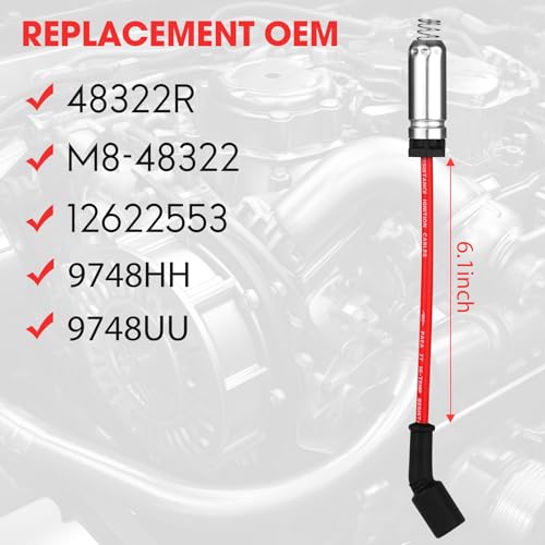 Ozikutech 8 Pcs Spark Plug Wires Set & 41-110 Iridium Spark Plugs Compatible with 2000-2013 Chevy Silverado Tahoe Suburban GMC Sierra Yukon Cadillac Escalade 4.8 5.3 6.0 6.2 L, Replace for 41-162 9748HH 9748UU - Image 2