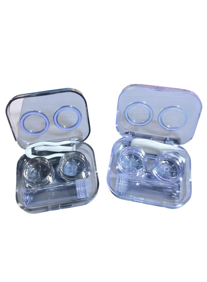 Generic 2 Travel Contact Lens Case Sets – Each Set Includes: Lens Holder, Solution Bottle, Tweezer & Applicator – Transparent & Random Color