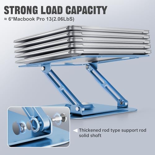 JOYEKY Laptop Stand for Desk, Adjustable Computer Stand with 360° Rotating Base, Ergonomic Laptop Riser for Collaborative Work, Foldable & Portable Laptop Stand, fits for All 10-16" Laptops (Blue) - Image 3