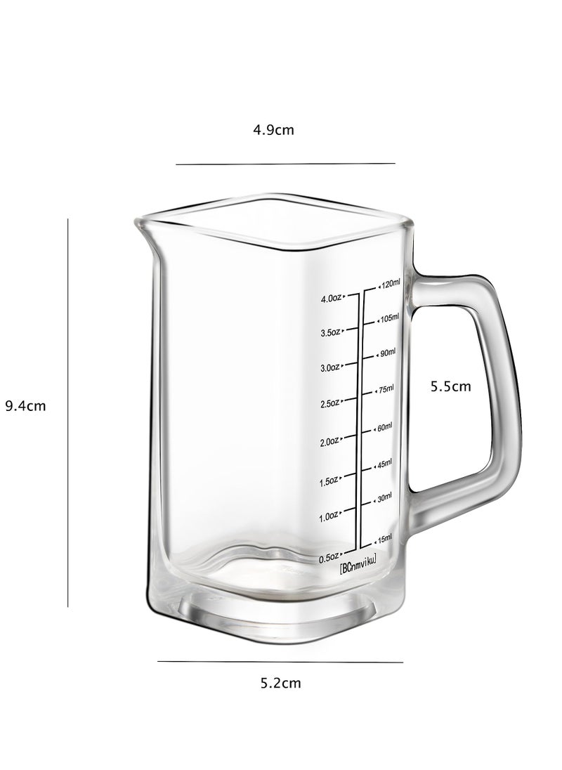 Generic - Versatile 4oz Square Measuring Cup & Shot Glass with Handle - V-Shaped Spout for Espresso & Liquid Separation (Black & Red Lines) - Image 1