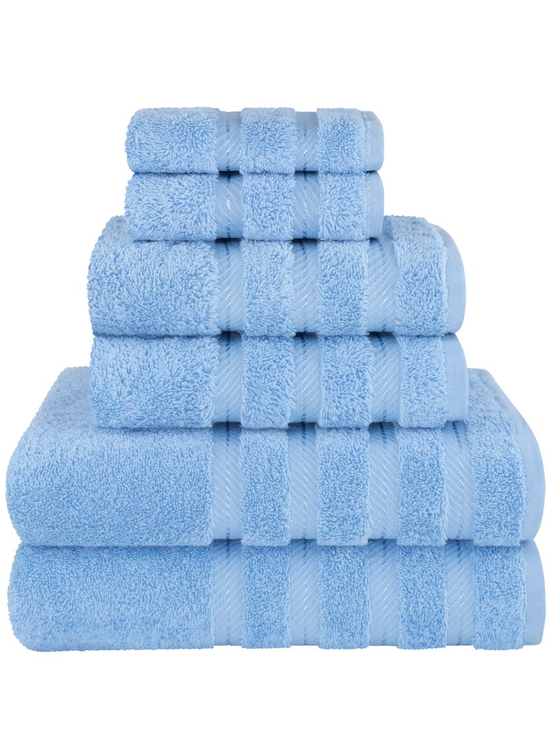 Safi Plus Towel Set Luxury Hotel Quality 600 GSM Genuine Combed Cotton, Super Soft & Absorbent Family Bath Towels 6 Piece Set -  2 Bath Towels, 2 Hand Towels, 2 Washcloths - Sky Blue  - Image 1