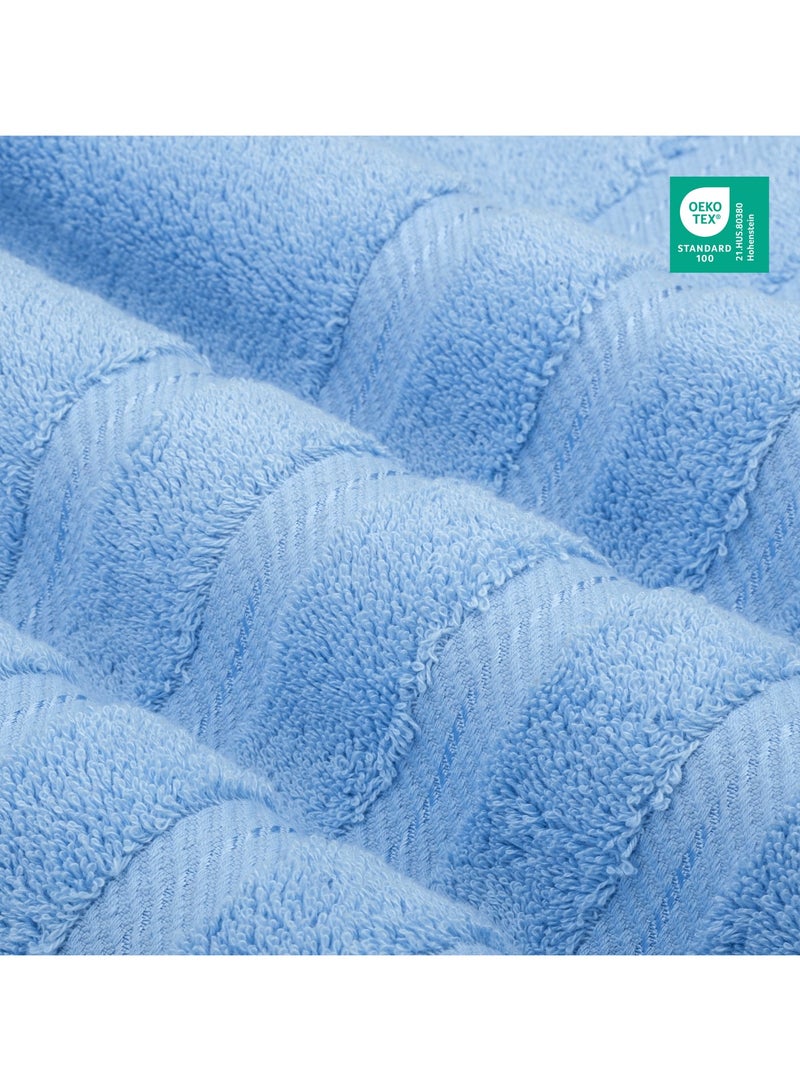 Safi Plus Towel Set Luxury Hotel Quality 600 GSM Genuine Combed Cotton, Super Soft & Absorbent Family Bath Towels 6 Piece Set -  2 Bath Towels, 2 Hand Towels, 2 Washcloths - Sky Blue - Image 4