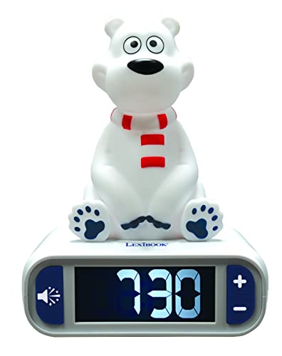 LEXiBOOK Polar Bear Digital Alarm Clock for Kids with Night Light Snooze Childrens Clock Luminous White RL800PB - Image 1