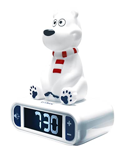 LEXiBOOK Polar Bear Digital Alarm Clock for Kids with Night Light Snooze Childrens Clock Luminous White RL800PB - Image 3