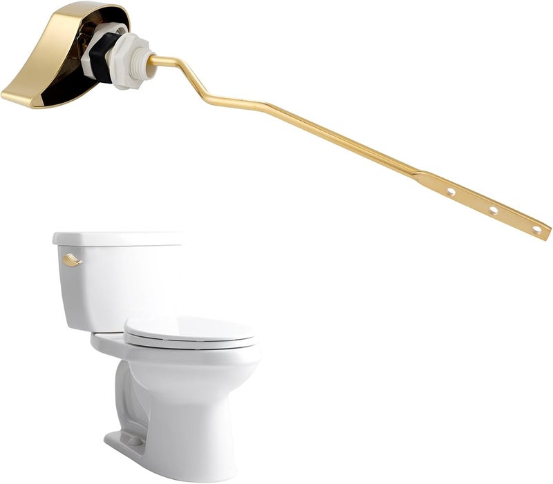 Hibbent Metal Toilet Handle Replacement, Compatible with TOTO THU068#CP Trip Lvr for St743S, Brass Handle Trip Lever, Side Mount Toilet Tank Flush Lever, Shiny Gold - Image 1